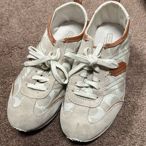 Coach Cream and Brown Lace-Up Sneakers